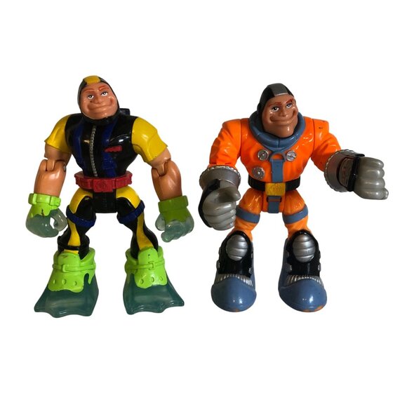 Mattel Rescue Heroes Action Figures 6in Roger Houston 2001 Gil Gripper 2002 - Picture 1 of 6